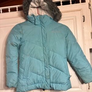 Columbia Girls Kids Puffer fur hood down jacket size 7-8